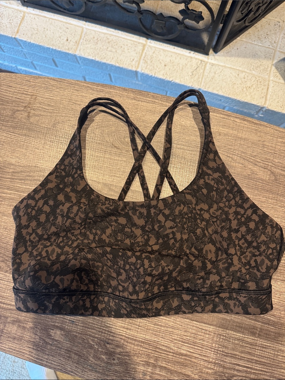 lululemon athletica Brown and Black Leopard-Print Strappy Sports Bra